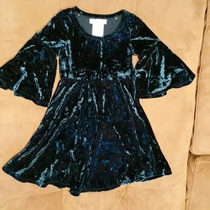 Size 4 Bonnie Jean Blue Faux Velvet Dress
